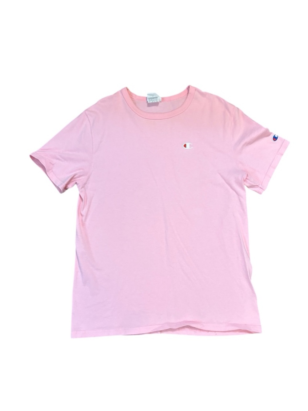 Champion short sleeve t shirt in pink, men’s size medium, 100% cotton